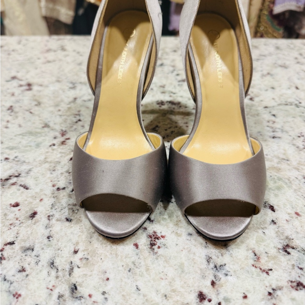 Judith Leiber Silver Open-Toe Heels